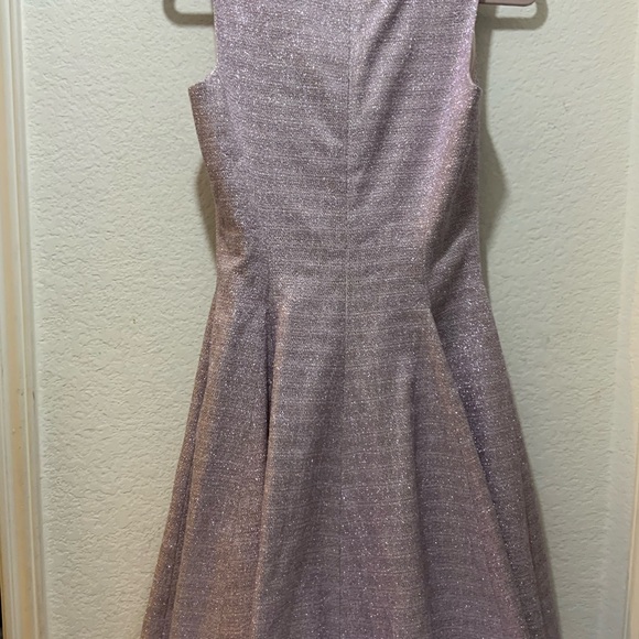 $1595 New LELA ROSE  Shimmery LILAC  Metallic Tweed GODET Flared Dress  4 NWT - Picture 7 of 13
